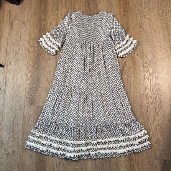 Piper & Scoot Exclusive Boho Fringe Trim Button Down Maxi Dress XS - Picture 12 of 13